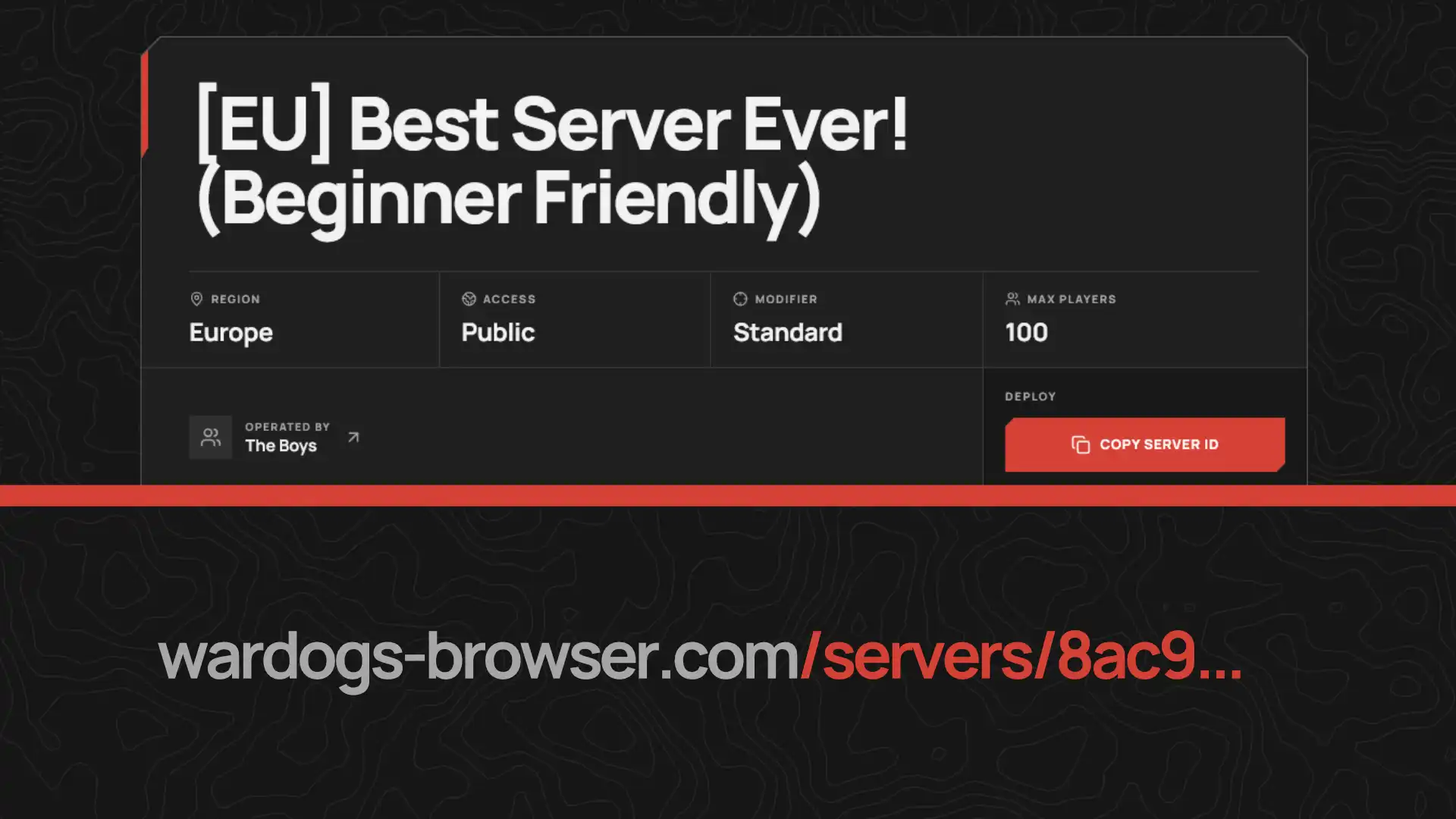 Individual WARDOGS community server page